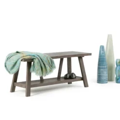 48" Stewart Solid Wood Entryway Bench Driftwood - WyndenHall