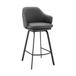 30" Brigden Swivel Counter Height Barstool With Faux Leather Black Metal - Armen Living -Homcom Crosley Shop GUEST a2c0b523 6de3 4206 846e 613482514010