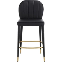 55 Downing Street Metal Bar Stool Black Gold 25" High Mid Century Modern Faux Leather Cushion With Backrest Footrest For Kitchen Counter Height Island -Homcom Crosley Shop GUEST a2d365c8 de4d 448f 9698 30c98acfb3f7