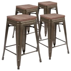 Emma And Oliver 24" High Metal Counter-Height, Indoor Bar Stool With Wood Seat - Stackable Set Of 4 26 Emma And Oliver 24" High Metal Counter-Height, Indoor Bar Stool With Wood Seat - Stackable Set Of 4 -Homcom Crosley Shop GUEST a2e54c9b 3250 4a22 9a27 16a551f6ec58