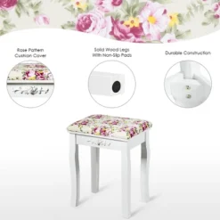 Costway Vanity Wood Dressing Stool Padded Chair Makeup Cushion White Backless -Homcom Crosley Shop GUEST a344125f 3c17 4fd7 ab2a fd8575bebf36