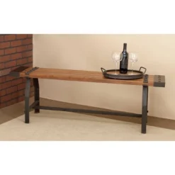 Industrial Metal And Brown Wood Bench Brown - Olivia & May