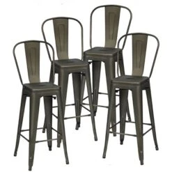 Costway Set Of 4 High Back Metal Stool 30'' Seat Bar Height Industrial Bar Stools GunBlack 20 Costway Set Of 4 High Back Metal Stool 30'' Seat Bar Height Industrial Bar Stools GunBlack -Homcom Crosley Shop GUEST a3def7b1 dcff 4a53 834e c918f8d4d988