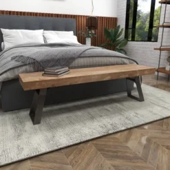 Natural Solid Wood Bench Light Brown - Olivia & May -Homcom Crosley Shop GUEST a3f09511 ed9e 4ea8 ad55 a0488abeabe3