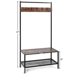 COSTWAY 3 In 1 Industrial Coat Rack Shoe Bench Entryway Hall Tree Storage Shelf W/ Hooks -Homcom Crosley Shop GUEST a41c6dd7 9b61 4b83 9ee5 d2a8cb04dea0