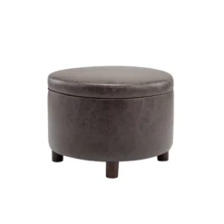 Large Round Storage Ottoman With Lift Off Lid - WOVENBYRD -Homcom Crosley Shop GUEST a440a120 b135 4785 9874 0d9f5de22b69