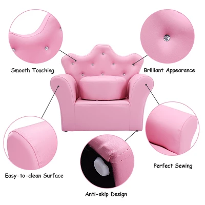 Costway Pink Kids Sofa Armrest Chair Couch Children Toddler Birthday Gift W/ Ottoman 9 Costway Pink Kids Sofa Armrest Chair Couch Children Toddler Birthday Gift W/ Ottoman - Image 7