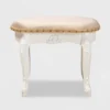 Gabrielle Velvet Fabric Upholstered Wood Vanity Ottoman Sand/White/Gold - Baxton Studio -Homcom Crosley Shop GUEST a496c402 4d7f 4903 80d7 890691b952e7