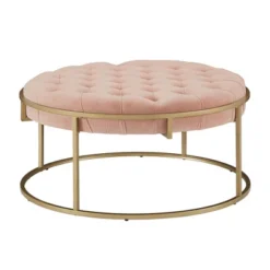 Ervyn Gold Finish Velvet Button Tufted Cocktail Ottoman - Inspire Q -Homcom Crosley Shop GUEST a4b52679 d90f 4824 8dcd a332eb66f112