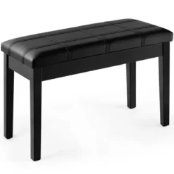 Costway Solid Wood PU Leather Piano Bench Padded Double Duet Keyboard Seat Storage Black -Homcom Crosley Shop GUEST a4e171bb 4270 44ec bdd8 2710aaa04aec
