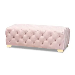 Avara Velvet Button Tufted Bench Ottoman - Baxton Studio -Homcom Crosley Shop GUEST a506dac7 bf1d 4414 9b28 a0f83f5a49d2