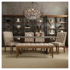 Beechhurst Button Tufted Bench Wood - Inspire Q -Homcom Crosley Shop GUEST a5798c34 d24a 4bdd b390 27640ffc68d8