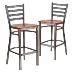 Emma And Oliver 2 Pack Clear Coated Ladder Back Metal Restaurant Barstool -Homcom Crosley Shop GUEST a5cce2b9 0c39 458d 9ca7 abbd5ed0ada5