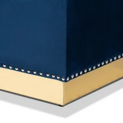 Powell Velvet Fabric Upholstered And PU Leather Ottoman Gold/Blue - Baxton Studio -Homcom Crosley Shop GUEST a5d44907 715b 42c8 b943 f9e416ada09d