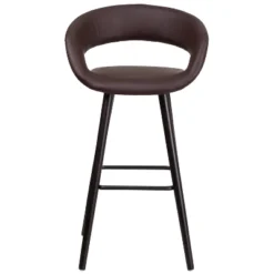 Flash Furniture Brynn Series 29'' High Contemporary Vinyl Rounded Back Barstool With Cappuccino Wood Frame -Homcom Crosley Shop GUEST a77a7351 4e37 4064 848d 433a3a132daf