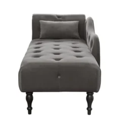 60.6" Velvet Chaise Lounge With Button Tufted Nailhead Trimmed And 1 Pillow - ModernLuxe -Homcom Crosley Shop GUEST a79ec122 1e19 4d0c a803 f529da663c82