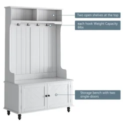 40" 3-in-1 Design Hall Tree With 4 Hooks, Coat Hanger And Entryway Storage Bench - ModernLuxe -Homcom Crosley Shop GUEST a7c428d2 66bc 4ea4 a529 14c2cb84c594