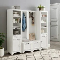 4pc Tara Entryway Set - 2 Hall Trees And 2 Linen Cabinets Distressed White - Crosley -Homcom Crosley Shop GUEST a8032cf7 6c89 4f61 9267 53b9ae356585