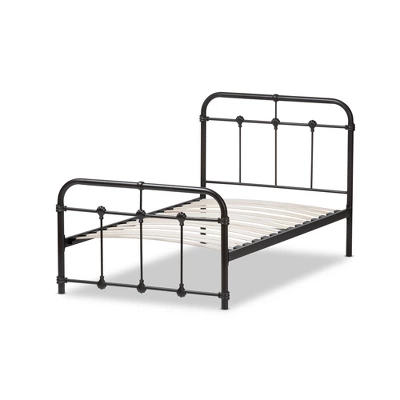 Twin Mandy Vintage Industrial Finished Metal Platform Bed Black - Baxton Studio 4 Twin Mandy Vintage Industrial Finished Metal Platform Bed Black - Baxton Studio - Image 2