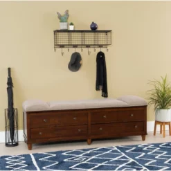 Mason Upholstered Storage Entryway Bench Chestnut - Powell Company -Homcom Crosley Shop GUEST a93d87f5 3eb6 4939 8285 065486e39b36
