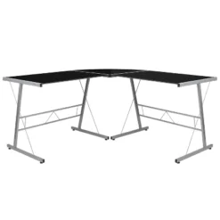 Emma And Oliver L-Shaped Computer Corner Glass Desk, Gaming Desk, Home Office Corner Desk -Homcom Crosley Shop GUEST a9a65106 bf1f 4346 8aa2 8d2c8f94c93a