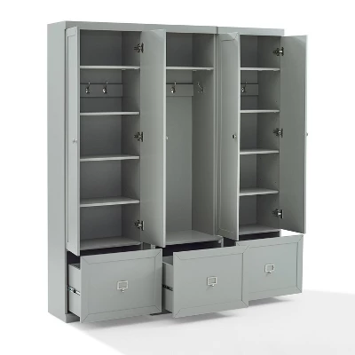 3pc Harper Entryway Set With Hall Tree And 2 Pantry Closets Gray - Crosley 9 3pc Harper Entryway Set With Hall Tree And 2 Pantry Closets Gray - Crosley - Image 7