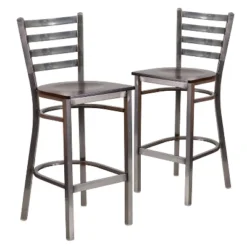 Emma And Oliver 2 Pack Clear Coated Ladder Back Metal Restaurant Barstool -Homcom Crosley Shop GUEST a9f16f85 c67e 41c5 9364 025f3e48da79