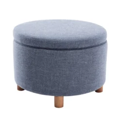 Large Round Storage Ottoman With Lift Off Lid - WOVENBYRD -Homcom Crosley Shop GUEST aad8fbcb fa69 404b a07f f67102221f39