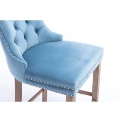 Set Of 2 Velvet Upholstered Barstools With Button Tufted Decoration, Chrome Nailhead Trim And Wooden Legs-ModernLuxe -Homcom Crosley Shop GUEST ab4f611f d428 4d15 ab61 b8d9039ea4b8