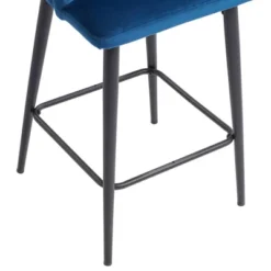 55 Downing Street Black Bar Stool 26" High Modern Blue Velvet Upholstered With Backrest Footrest For Kitchen Counter Height Island -Homcom Crosley Shop GUEST abe79561 7d08 40da 9d11 6d9582bb86f6
