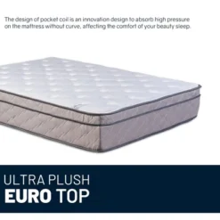 Continental Sleep, 12-Inch Ultra Plush Euro Top Single Sided Hybrid Mattress, Compatible With Adjustable Bed -Homcom Crosley Shop GUEST ac918f61 69b5 4c27 a074 654e78c4e74f