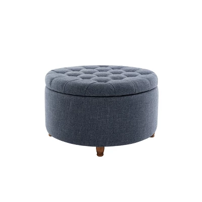 Large Round Tufted Storage Ottoman With Lift Off Lid - WOVENBYRD 19 Large Round Tufted Storage Ottoman With Lift Off Lid - WOVENBYRD - Image 17
