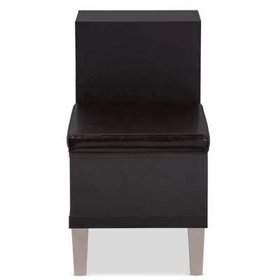 Arielle Modern And Contemporary Wood 3 - Drawer Shoe Entryway Benches With Two Open Shelves - Dark Brown - Baxton Studio 4 Arielle Modern And Contemporary Wood 3 - Drawer Shoe Entryway Benches With Two Open Shelves - Dark Brown - Baxton Studio - Image 2