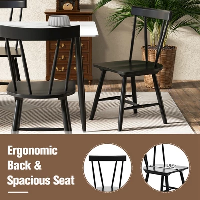 Costway Dining Chairs Set Of 2 Windsor Chairs Wood Armless Chairs With Solid Rubber Wood Black/White 7 Costway Dining Chairs Set Of 2 Windsor Chairs Wood Armless Chairs With Solid Rubber Wood Black/White - Image 5