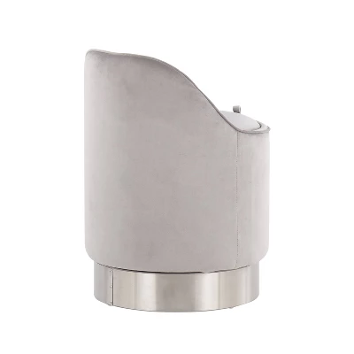 Marla Glam Vanity Stool Steel/Velvet Chrome/Silver - LumiSource 4 Marla Glam Vanity Stool Steel/Velvet Chrome/Silver - LumiSource - Image 2