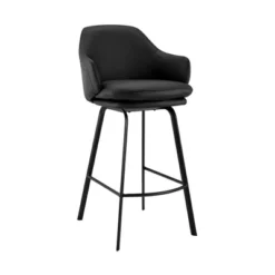 30" Brigden Swivel Counter Height Barstool With Faux Leather Black Metal - Armen Living -Homcom Crosley Shop GUEST adea53ec 5785 4ac2 aab3 50739afbc0a2