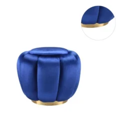 Simple Relax Round Ottoman With Metal Base In Blue And Gold -Homcom Crosley Shop GUEST ae0589c0 acbc 4bfc 882a dccd878ae8f5