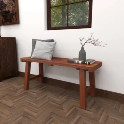 Mahogany Wood Bench Brown - Olivia & May -Homcom Crosley Shop GUEST ae76e0d6 af17 4541 a9f9 d9dd453080ed