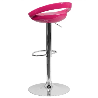 Flash Furniture Contemporary Plastic Adjustable Height Barstool With Rounded Cutout Back And Chrome Base 4 Flash Furniture Contemporary Plastic Adjustable Height Barstool With Rounded Cutout Back And Chrome Base - Image 2