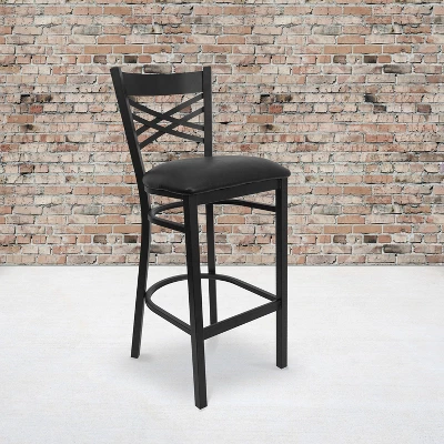 Flash Furniture Black ''X'' Back Metal Restaurant Barstool 3 Flash Furniture Black ''X'' Back Metal Restaurant Barstool
