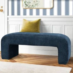 Lily 47" Upholstered Scroll Velvet Waterfall Bench/Chenille Entryway Bench-The Pop Maison -Homcom Crosley Shop GUEST af584511 6393 455f 85ab 7b54c415e7fd