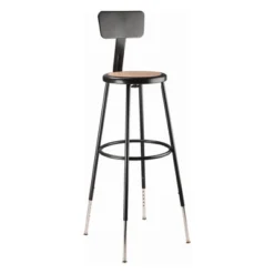 Set Of 2 32"-39" Height Adjustable Heavy Duty Steel Accent Barstools With Backrest Black - Hampden Furnishings