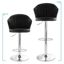 Elama 2 Piece Shell Back Faux Leather Adjustable Bar Stool With Chrome Base