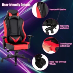 Costway Gaming Chair 360° Swivel Computer Reclining Height Adjustable 4D Armrest Red -Homcom Crosley Shop GUEST afc195e0 764f 4c54 8043 aec917a96e2c