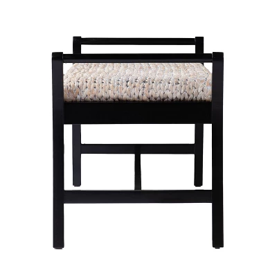 Trentwood Coastal 44.25" Water Hyacinth Bench Whitewashed/Black - Aiden Lane 4 Trentwood Coastal 44.25" Water Hyacinth Bench Whitewashed/Black - Aiden Lane - Image 2