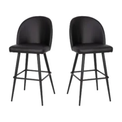 Merrick Lane Set Of 2 Modern Armless Barstools With Contoured Backs, Steel Frames, And Integrated Footrests -Homcom Crosley Shop GUEST b1264c90 4f0e 45b1 8f39 85cf82c1fa90