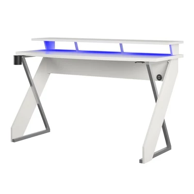 Xtreme Gaming Desk With Riser White - NTENSE 3 Xtreme Gaming Desk With Riser White - NTENSE