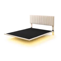 Queen Size Upholstered Floating Velvet Platform Bed With Sensor Light And Headboard-ModernLuxe -Homcom Crosley Shop GUEST b1603638 a6f1 4081 9bc8 2febf421e450