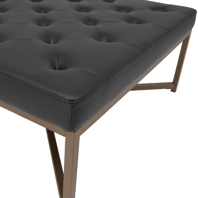 Camber Modern Large Cocktail Tufted Square Ottoman With Metal Frame And Blended Leather - Studio Designs 5 Camber Modern Large Cocktail Tufted Square Ottoman With Metal Frame And Blended Leather - Studio Designs - Image 3