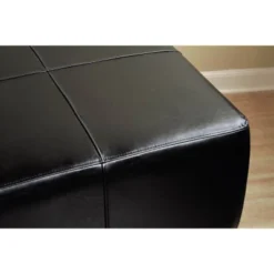Full Leather Square Ottoman Footstool Black - Baxton Studio -Homcom Crosley Shop GUEST b2ee447b 48fa 4bef 9ade e13d2238bac1